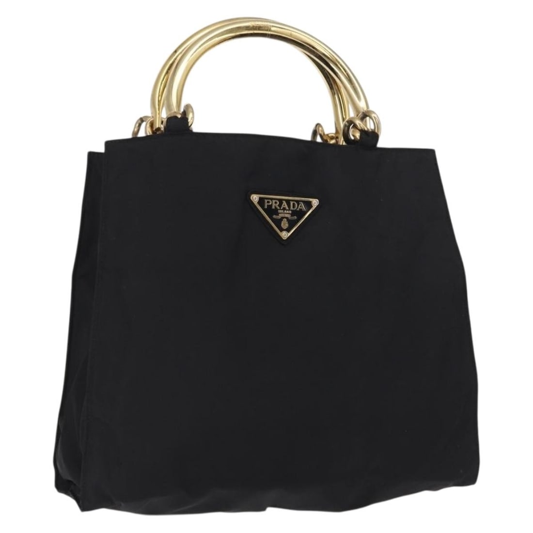 Black Nylon PRADA Handbag with Gold Accents and Guarantee Card (1 of 18)
