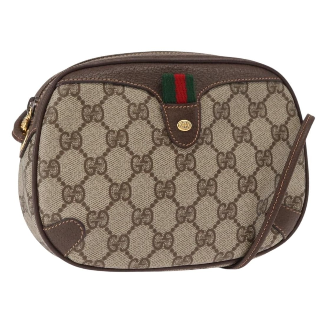 Gucci GG Supreme Sherry Line Beige PVC Shoulder Bag 156 02 066: Gucci GG Supreme Sherry Line Beige PVC Shoulder Bag 156 02 066 This is a Gucci GG Supreme Web Sherry Line shoulder bag crafted from beige and gold PVC leather with GG canvas details. The bag features