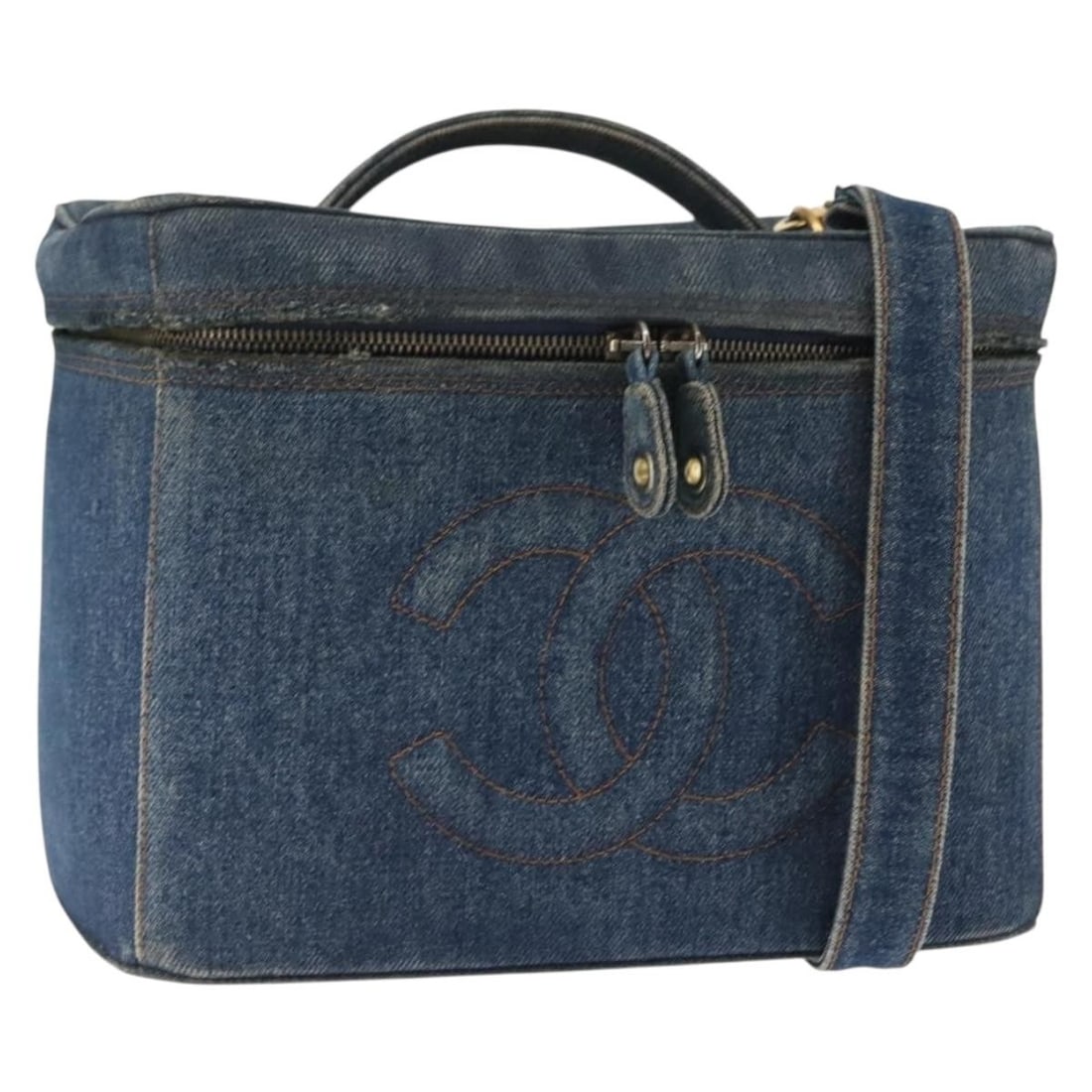 CHANEL COCO Mark Blue Canvas Hand Bag 2-Way Auth Italy (1 of 18)