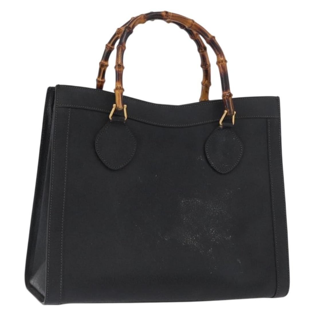 Gucci Bamboo Black Leather Tote 002 0260 2615 Gold Accents Italy: Gucci Bamboo Black Leather Tote 002 0260 2615 Gold Accents Italy This is a GUCCI Bamboo Tote Bag crafted from black leather with gold accents. The bag features a structured silhouette with bamboo hand