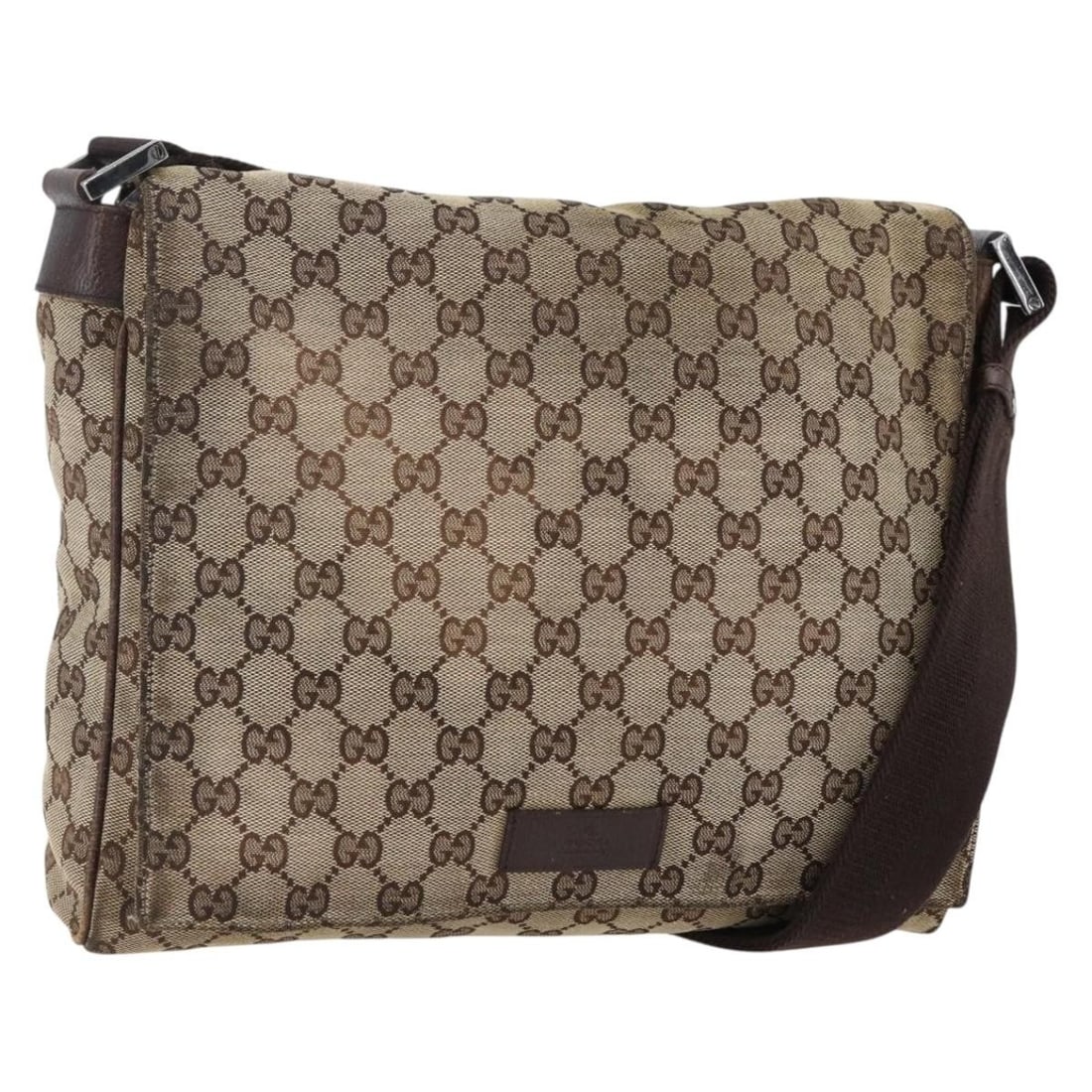 Beige GG Canvas Shoulder Bag by Gucci Model 146236 Italy: Beige GG Canvas Shoulder Bag by Gucci Model 146236 Italy This is a GUCCI GG Canvas Shoulder Bag in beige and silver, crafted in Italy. The bag features the signature GG canvas exterior, a spacious int