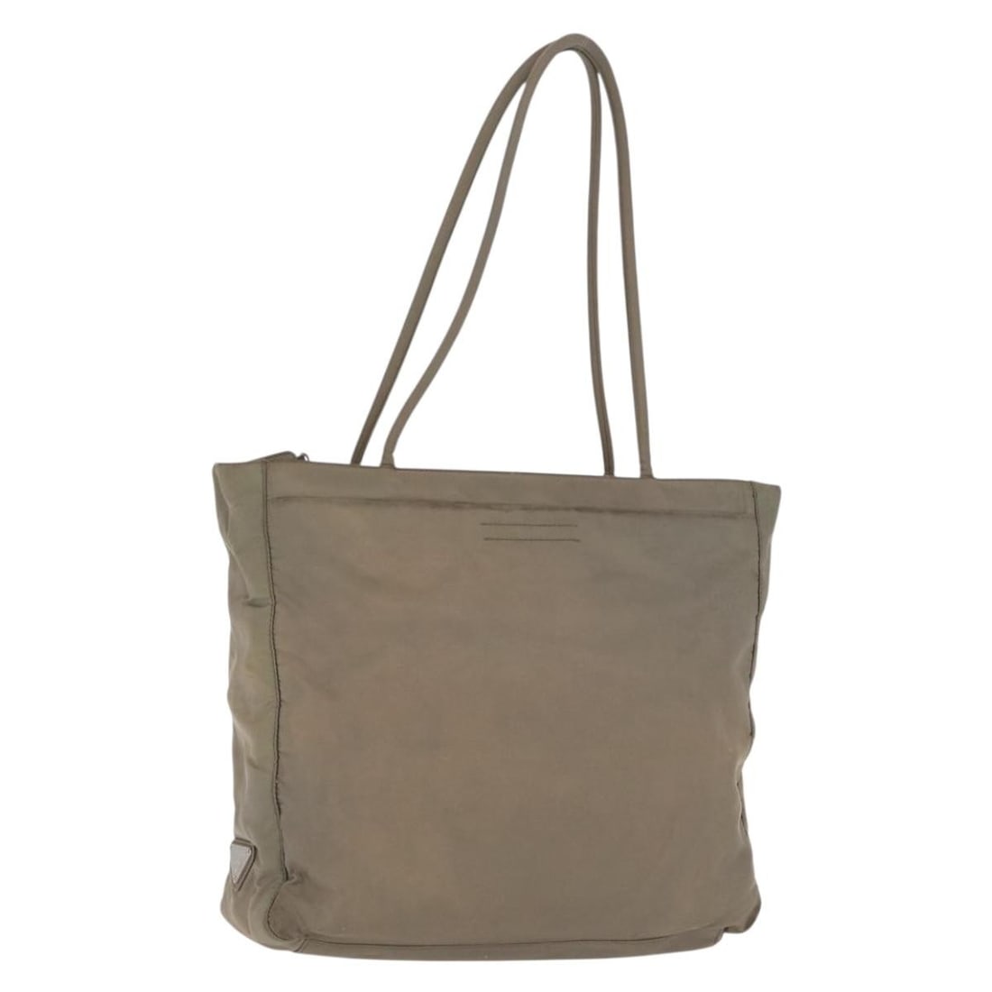Beige Silver Nylon Prada Italian Made Tote Bag 165496: Beige Silver Nylon Prada Italian Made Tote Bag 165496 This Prada tote bag features beige and silver nylon exterior with a structured design. It offers a spacious interior suitable for everyday use. Th