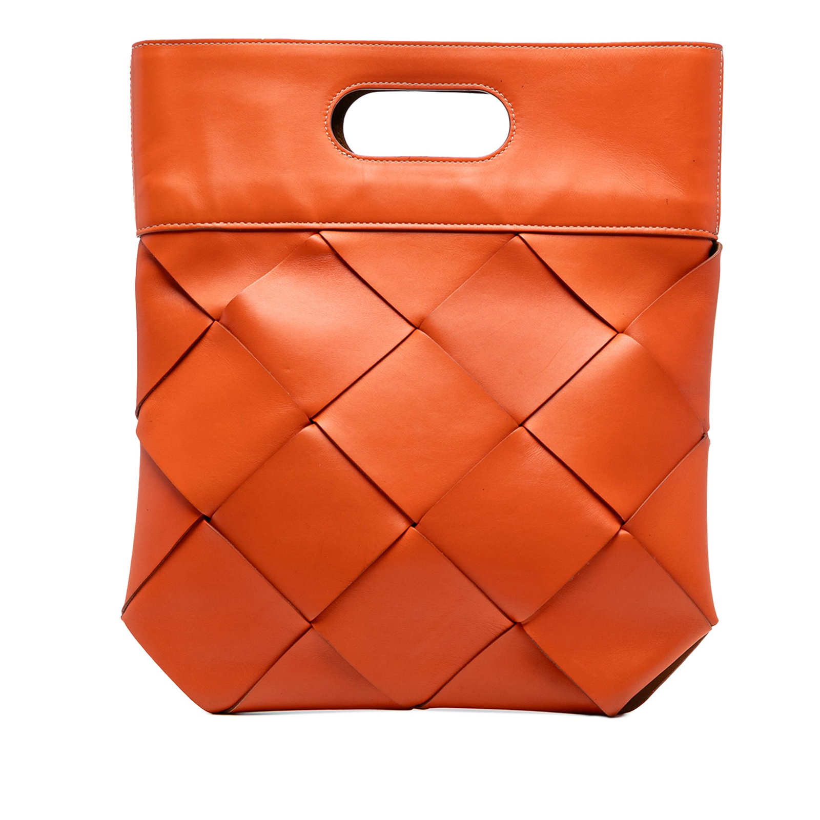 Bottega Veneta Small Orange Calfskin Slip Tote Bag: Bottega Veneta Small Orange Calfskin Slip Tote Bag This Bottega Veneta Small French Calfskin Slip Tote is a stylish and functional accessory, crafted from high-quality leather. It features a unique de