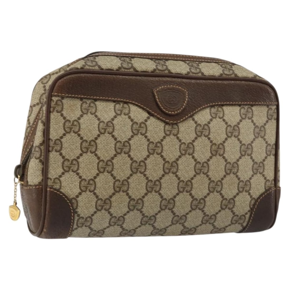 GUCCI GG Supreme Beige Gold PVC Clutch Bag 014 89 0094 Auth: GUCCI GG Supreme Beige Gold PVC Clutch Bag 014 89 0094 Auth This GUCCI GG Supreme Clutch Bag combines elegance and practicality, crafted from durable PVC leather in a stylish beige and gold color sche