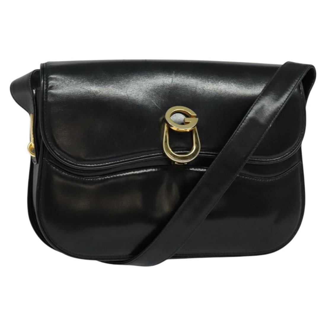 Gucci Black Leather Women's Shoulder Bag Gold Accents Italian Made (1 of 18)