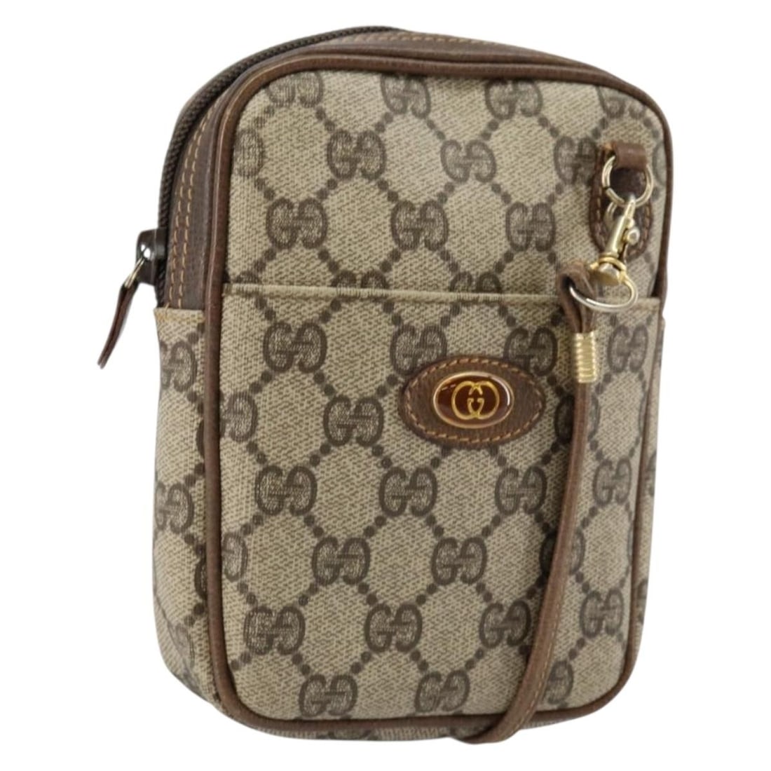 GUCCI GG Supreme Beige Gold Shoulder Bag PVC Italy Auth BA6562: GUCCI GG Supreme Beige Gold Shoulder Bag PVC Italy Auth BA6562 Introducing the GUCCI GG Supreme Shoulder Bag, a stylish accessory crafted in Italy from high-quality PVC leather. This chic shoulder bag