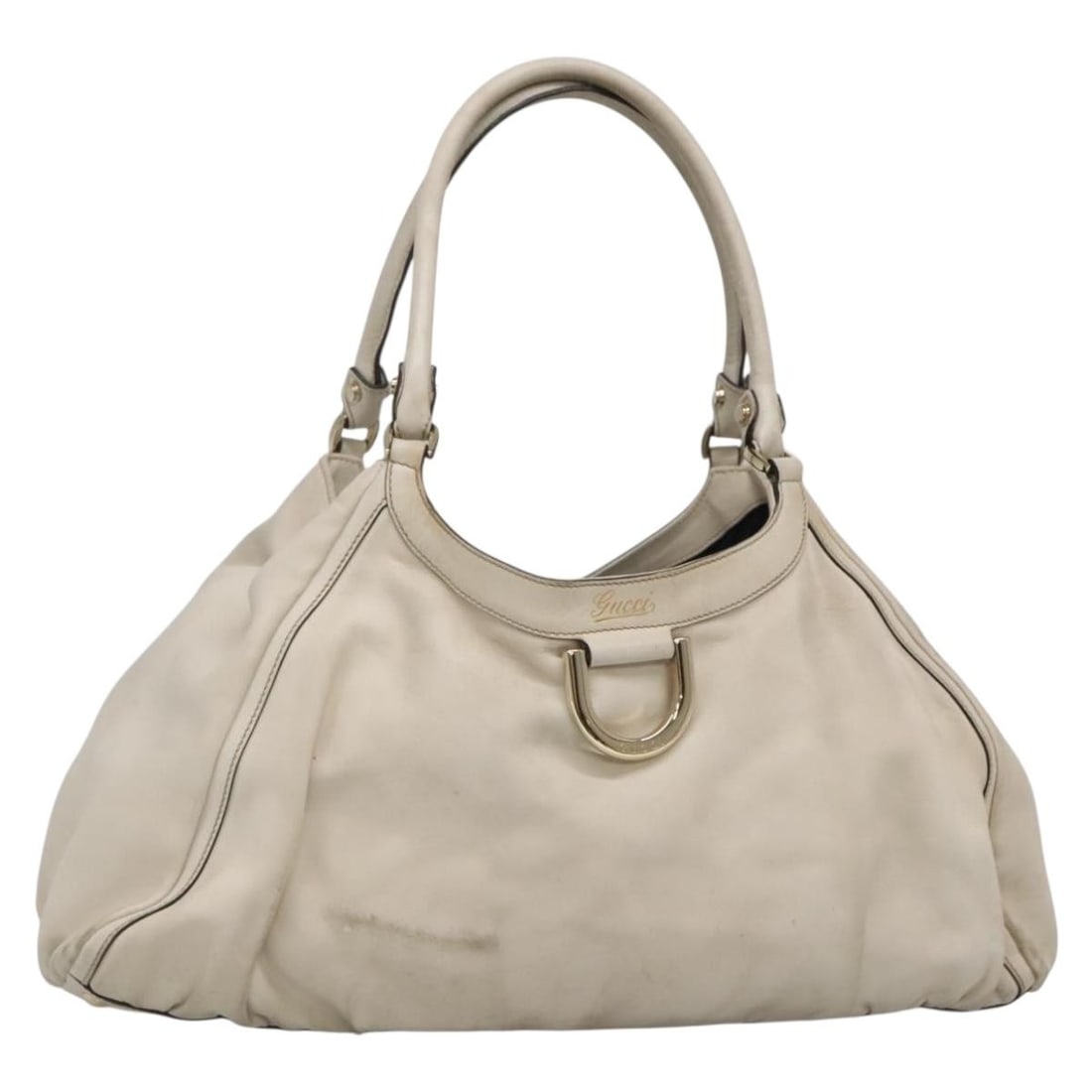 GUCCI Ivory Gold Leather Tote Bag 189835 Made in Italy: GUCCI Ivory Gold Leather Tote Bag 189835 Made in Italy This luxurious GUCCI Tote Bag combines elegant ivory and gold leather, crafted in Italy. The bag measures approximately 17.3 inches (44 cm) in le