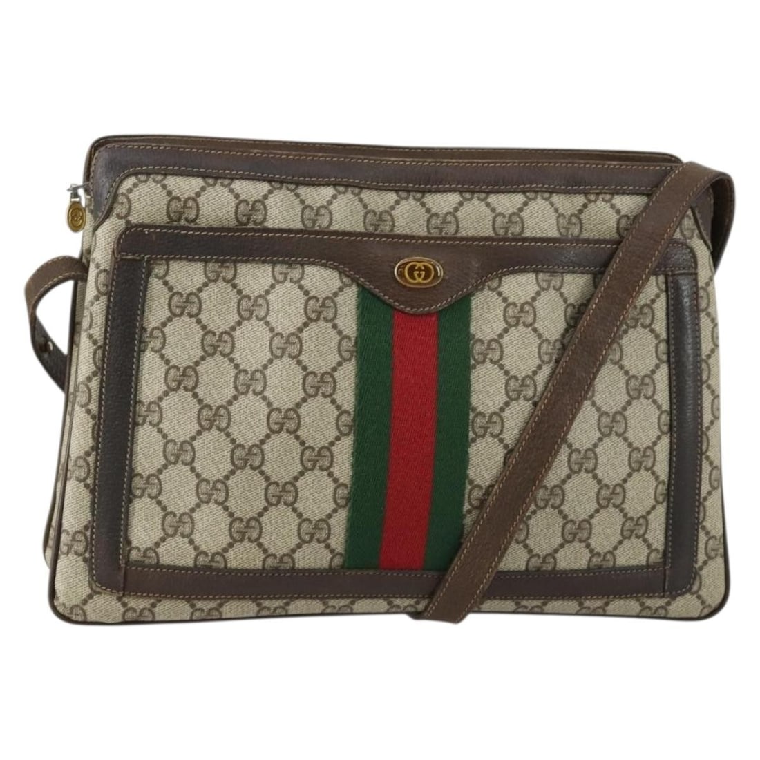 Gucci Sherry Line GG Supreme Beige PVC Shoulder Bag 41 001 4085: Gucci Sherry Line GG Supreme Beige PVC Shoulder Bag 41 001 4085 This Gucci GG Supreme Web Sherry Line shoulder bag is crafted from beige and gold PVC leather with GG canvas accents. Made in Italy, it