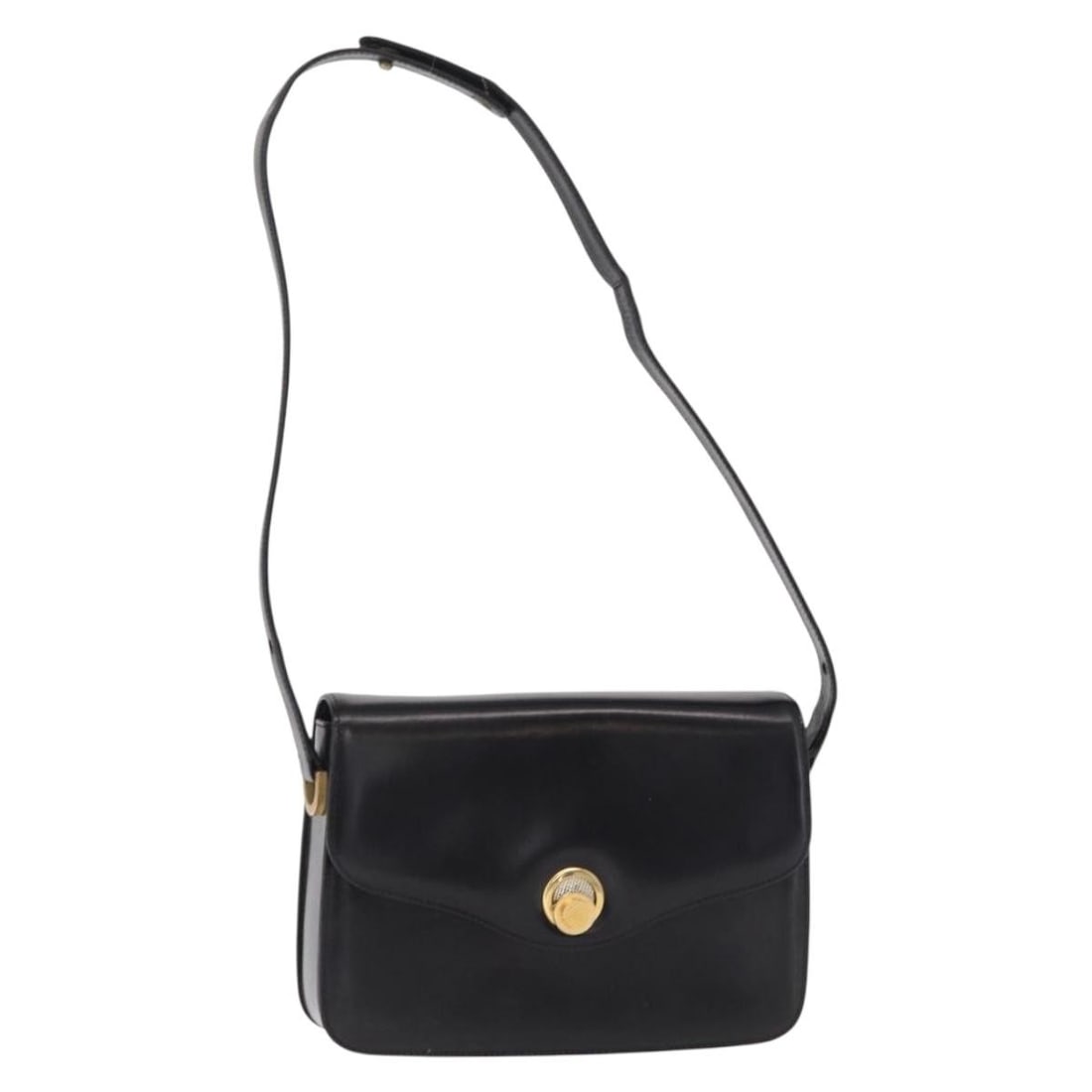 GUCCI Black Leather Shoulder Bag with Gold Accents BA8195: GUCCI Black Leather Shoulder Bag with Gold Accents BA8195 Elevate your accessory collection with this authentic GUCCI Shoulder Bag, crafted in Italy from premium leather. This stylish bag features a s