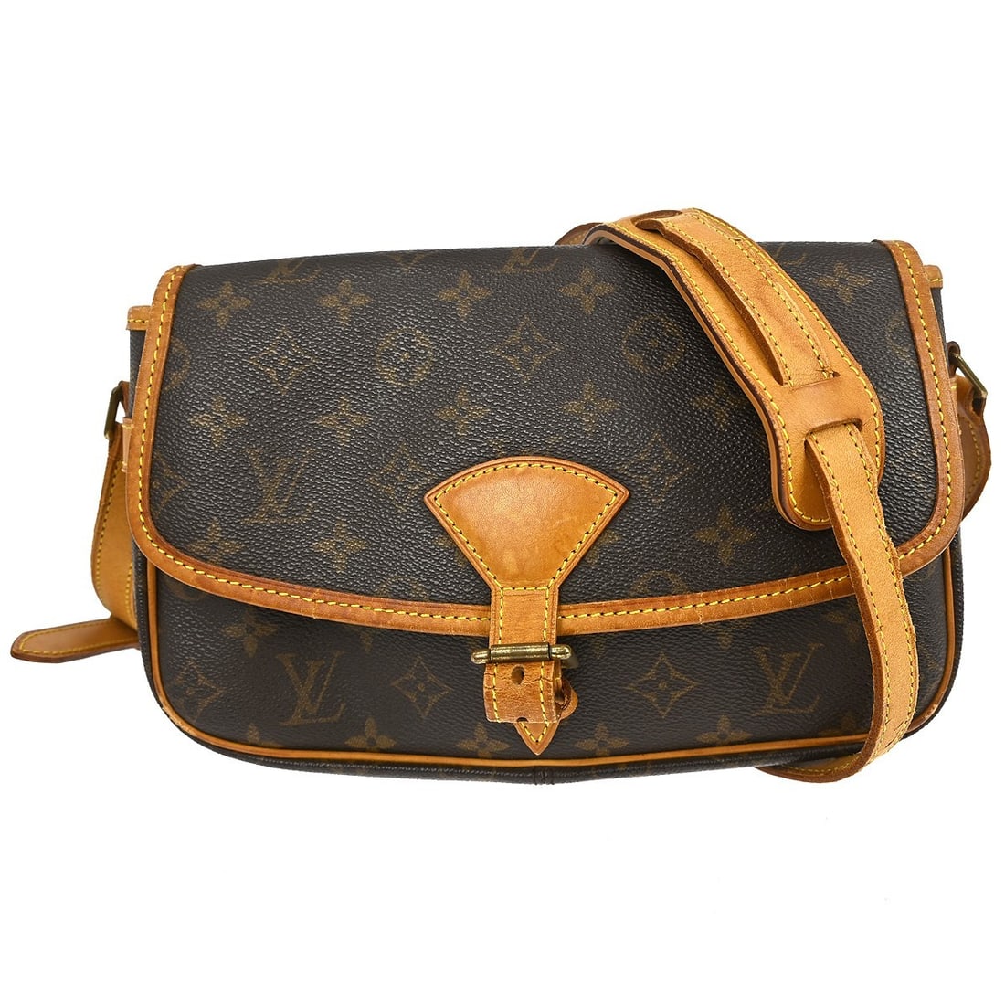 Louis Vuitton Sologne Monogram Canvas Crossbody Flap Bag Brown M42250: Louis Vuitton Sologne Monogram Canvas Crossbody Flap Bag Brown M42250 This Louis Vuitton Monogram Sologne shoulder bag features the signature brown Monogram canvas leather with logo accents. The mediu