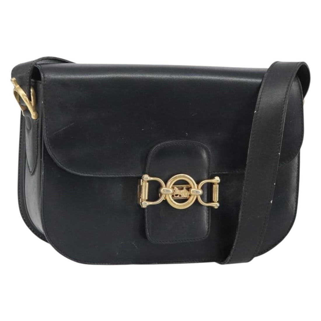 Celine Black Leather Shoulder Bag with Gold Accents Italy: Celine Black Leather Shoulder Bag with Gold Accents Italy This CELINE shoulder bag features black leather with gold-tone accents. The bag is crafted in Italy and offers a structured silhouette with ap