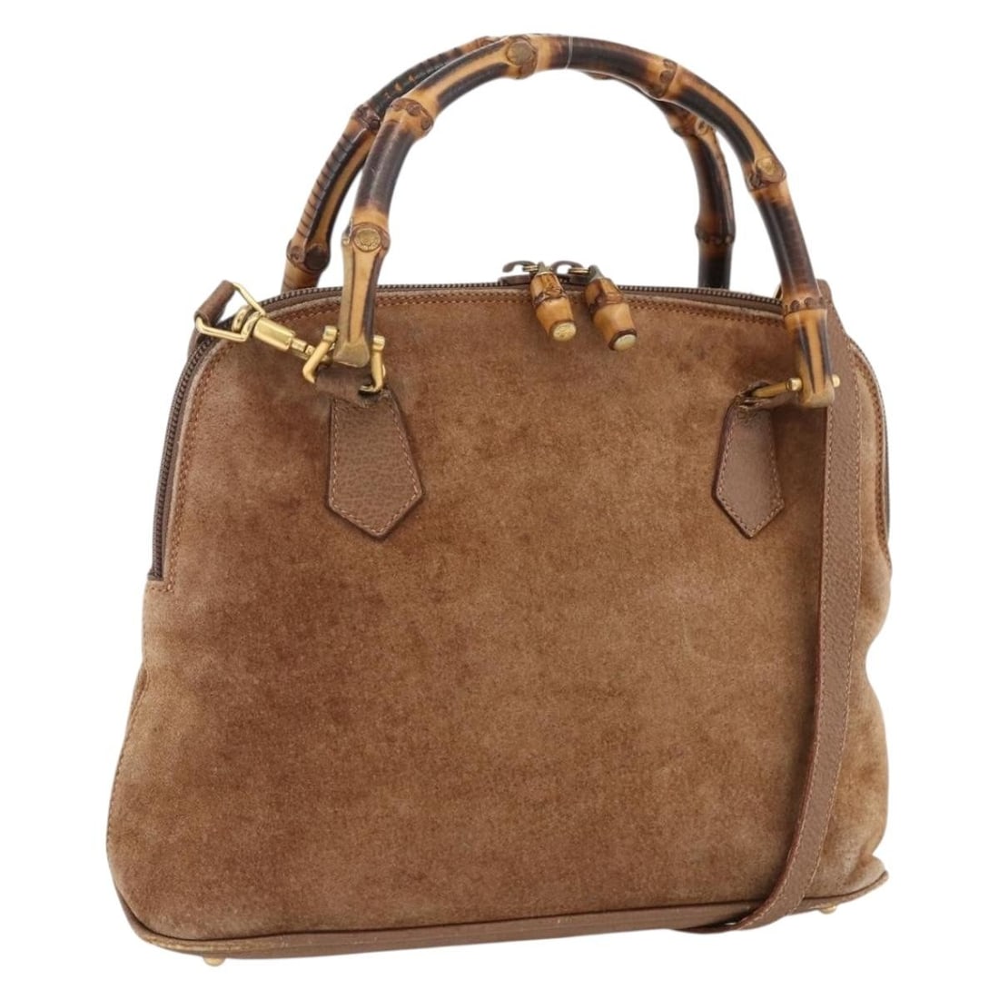 Brown Suede Gucci Bamboo Handbag with Shoulder Strap 000 122 0290 (1 of 18)