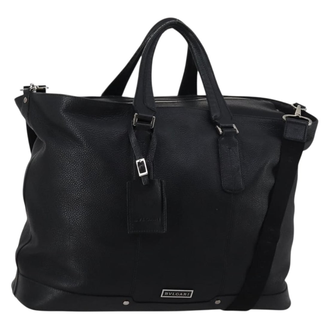 BVLGARI Black Silver Leather Boston Bag 2way Auth Italy: BVLGARI Black Silver Leather Boston Bag 2way Auth Italy This BVLGARI Boston Bag is a stylish and versatile accessory crafted from high-quality leather in an elegant black and silver color scheme. With