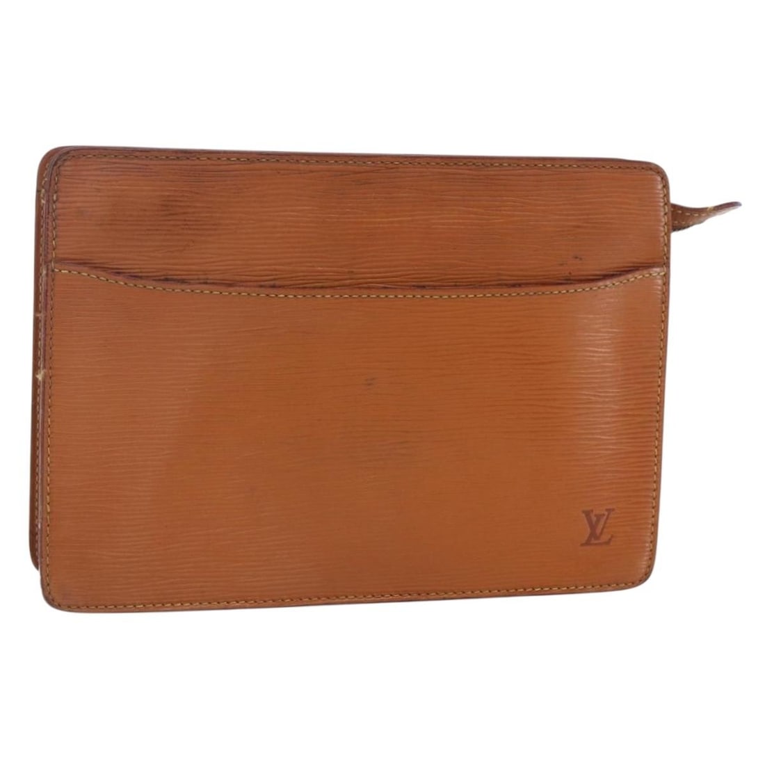 LOUIS VUITTON Epi Leather Clutch Bag Brown Zipangu Gold M52528 Auth (1 of 18)