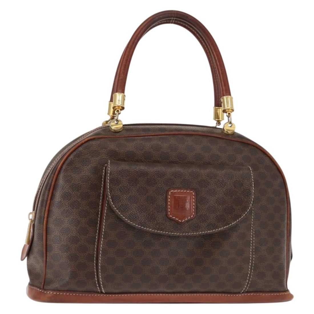 CELINE Macadam Brown PVC Leather Hand Bag Italy Auth M95: CELINE Macadam Brown PVC Leather Hand Bag Italy Auth M95 This authentic CELINE Macadam Canvas Hand Bag combines luxury and practicality in a stylish brown PVC leather exterior. Designed for everyday u