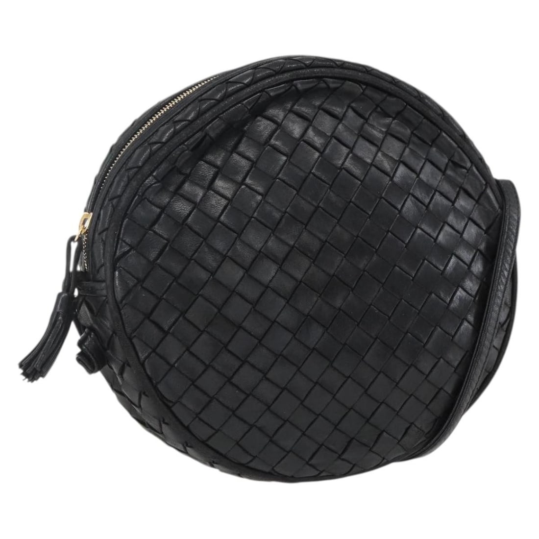 Intrecciato Black Leather Shoulder Bag by Bottega Veneta Gold Detail: Intrecciato Black Leather Shoulder Bag by Bottega Veneta Gold Detail This Bottega Veneta Intrecciato shoulder bag is crafted from black and gold leather and features the signature woven design. The ba
