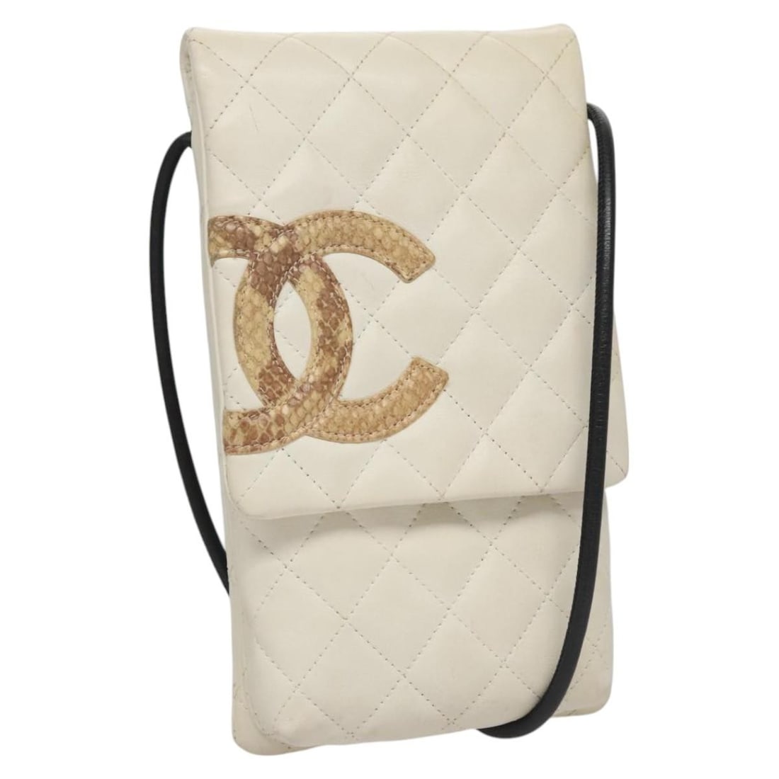 White and Black Leather Cambon Line Shoulder Bag by CHANEL: White and Black Leather Cambon Line Shoulder Bag by CHANEL This CHANEL Cambon Line shoulder bag features a classic white, black, and silver color combination crafted from leather. Designed for women,