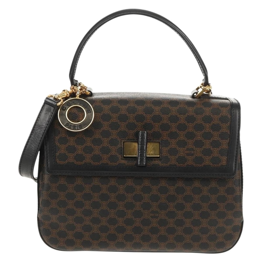 Celine Macadam Vintage Convertible Brown PVC Top Handle Handbag (1 of 18)