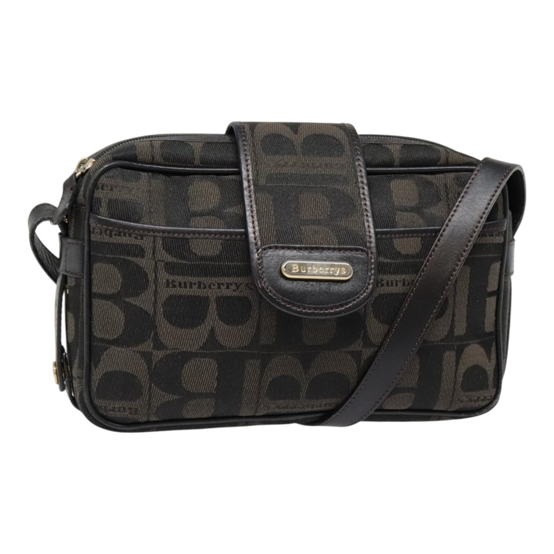 Burberrys Gold and Black Canvas Women's Shoulder Bag: Burberrys Gold and Black Canvas Women's Shoulder Bag This Burberrys shoulder bag for women features a gold and black canvas exterior. The bag includes a shoulder strap with adjustable drop length, and