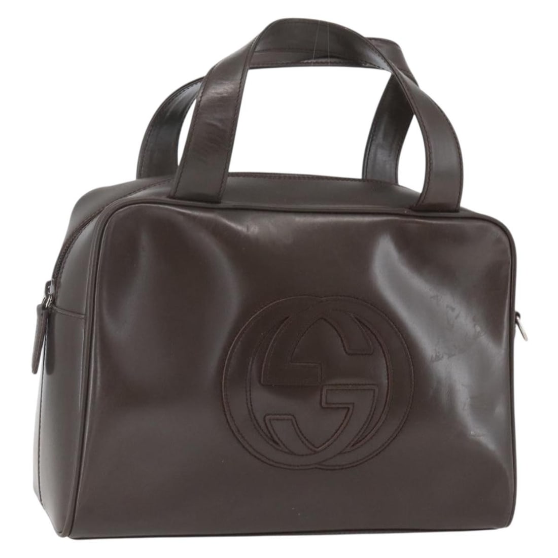 Gucci Brown Patent Leather Handbag 000 1274 0505 Silver Tone Accents: Gucci Brown Patent Leather Handbag 000 1274 0505 Silver Tone Accents This GUCCI hand bag features brown patent leather with silver-tone accents. Made in Italy, it offers a structured silhouette with a