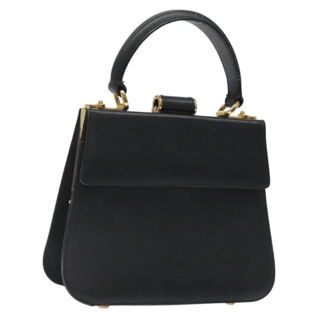 Ferragamo Gancini Black Leather Women's Handbag Gold Tone Hardware Italy: Ferragamo Gancini Black Leather Women's Handbag Gold Tone Hardware Italy This Salvatore Ferragamo Gancini handbag is crafted from black leather with gold-tone accents. Designed for women, it features