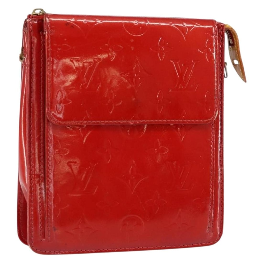 LOUIS VUITTON Monogram Vernis Red Accessory Pouch M91137 Auth (1 of 18)