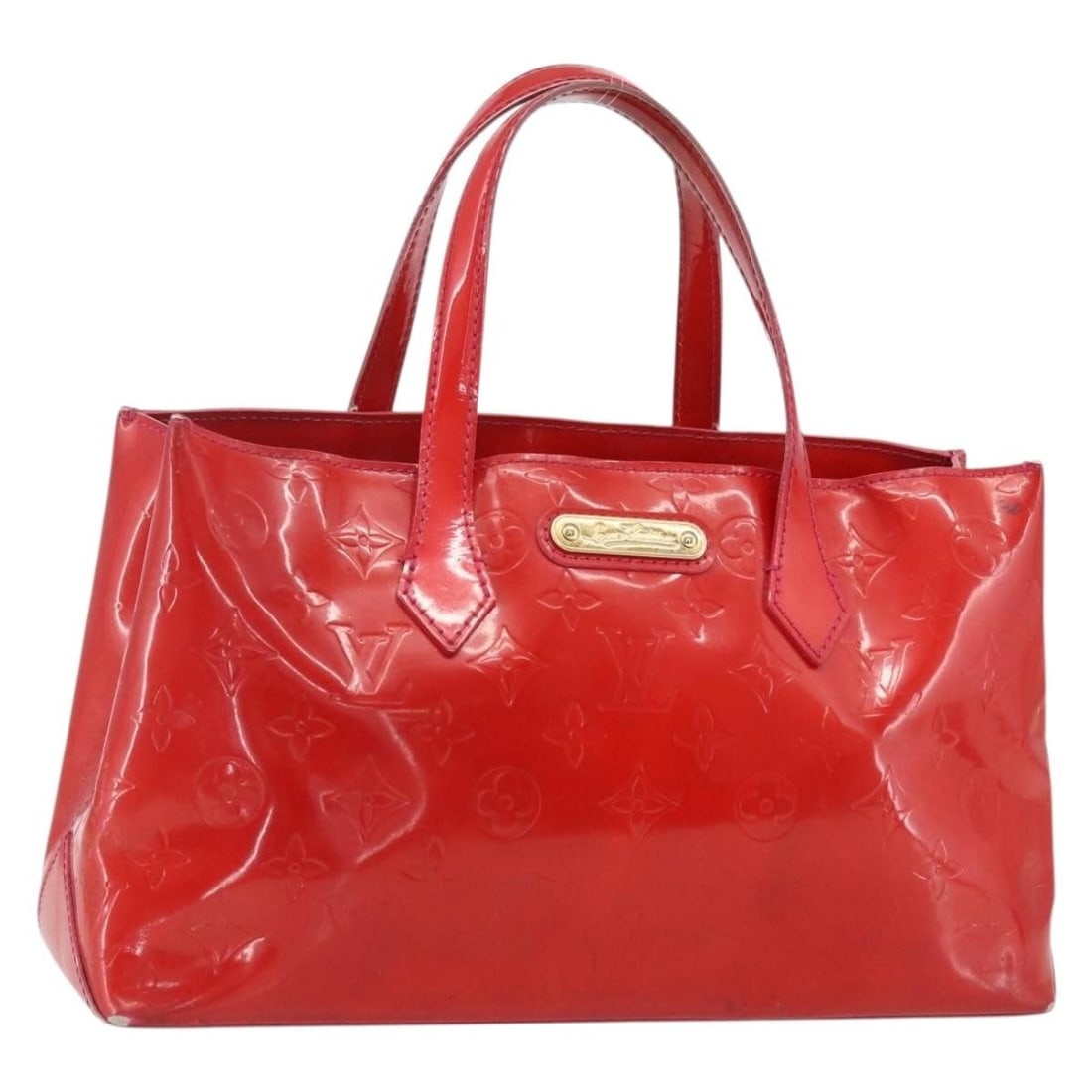 Rose Pop Vernis Wilshire PM Patent Leather Handbag by Louis Vuitton M93643: Rose Pop Vernis Wilshire PM Patent Leather Handbag by Louis Vuitton M93643 This Louis Vuitton Wilshire PM handbag features the Monogram Vernis design in Rose Pop patent leather. Made in France, the ba