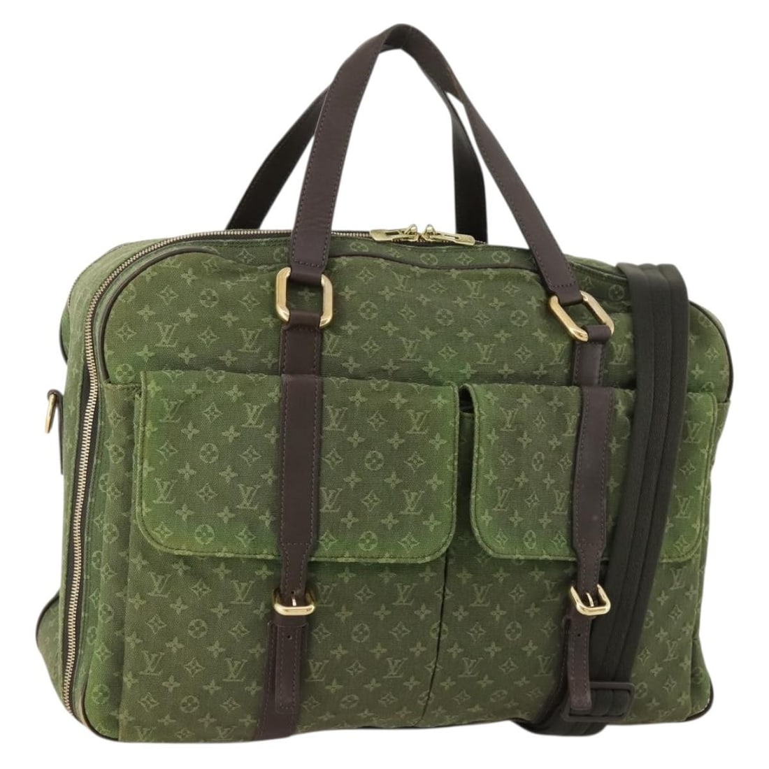 Louis Vuitton Claudine Mini Monogram Canvas Boston Bag Khaki With Shoulder Strap (1 of 18)