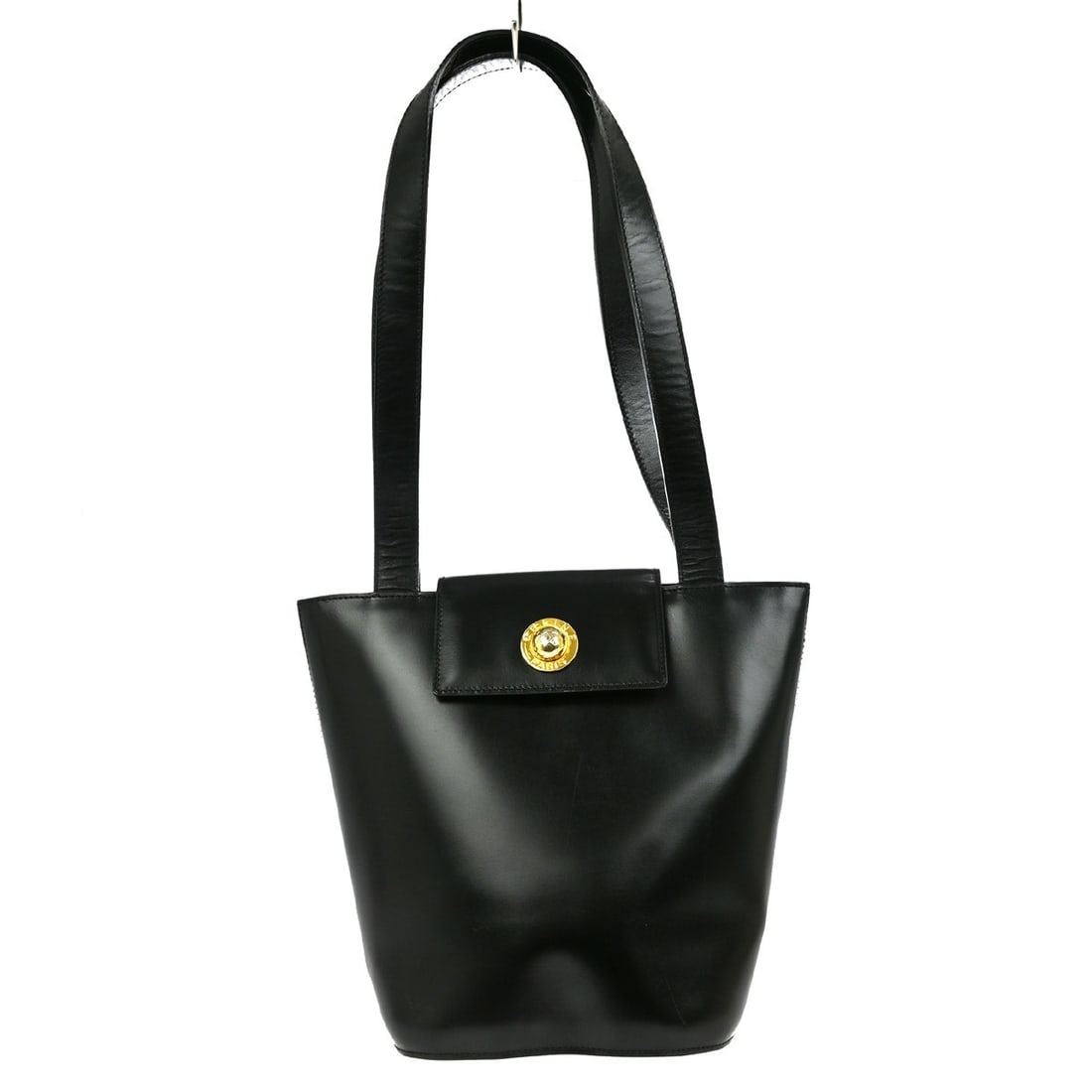 Celine Large Black Leather Handbag with Double Handles and Red Interior (1 of 12)