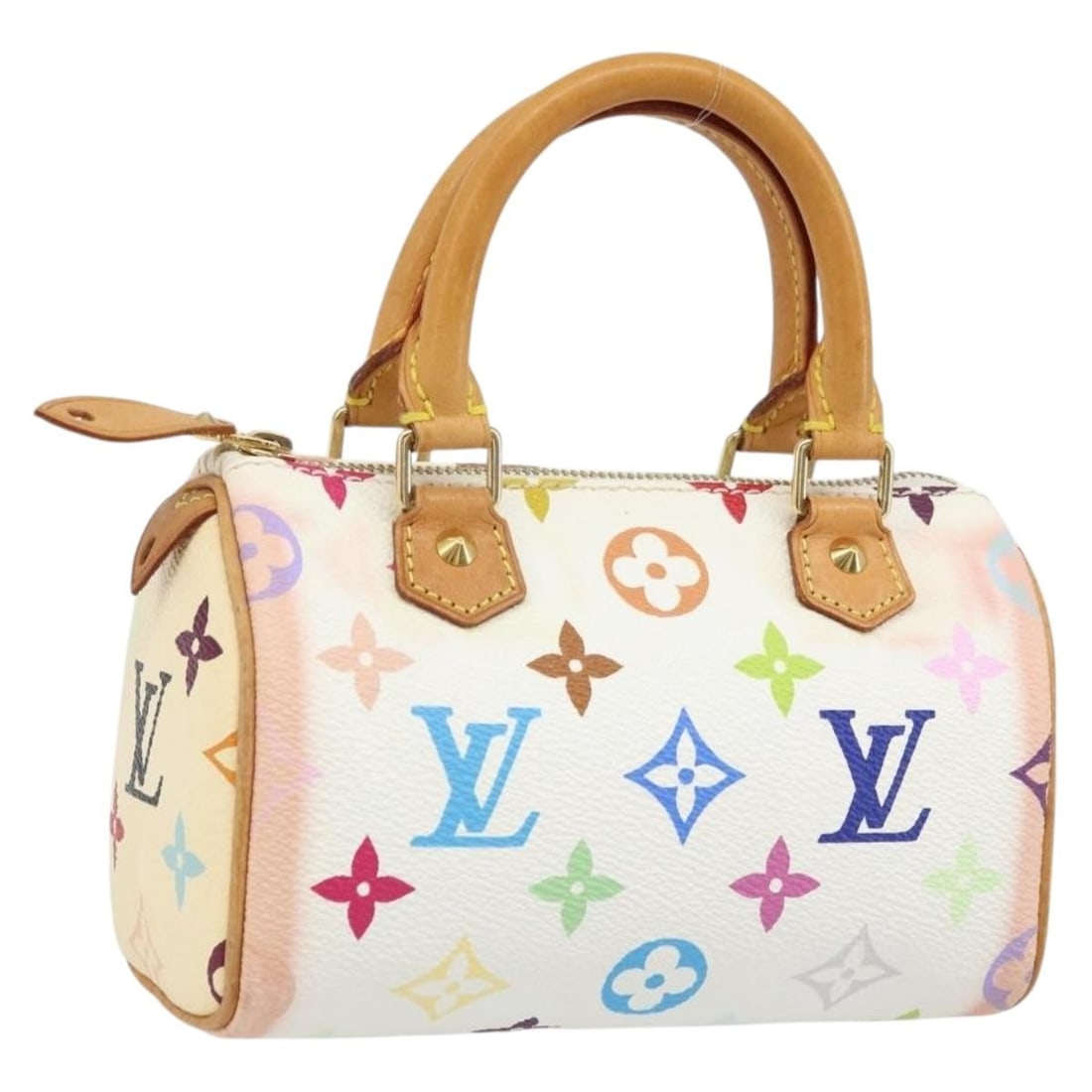 Louis Vuitton Mini Speedy White Multicolor Monogram Canvas Handbag M92645 (1 of 18)
