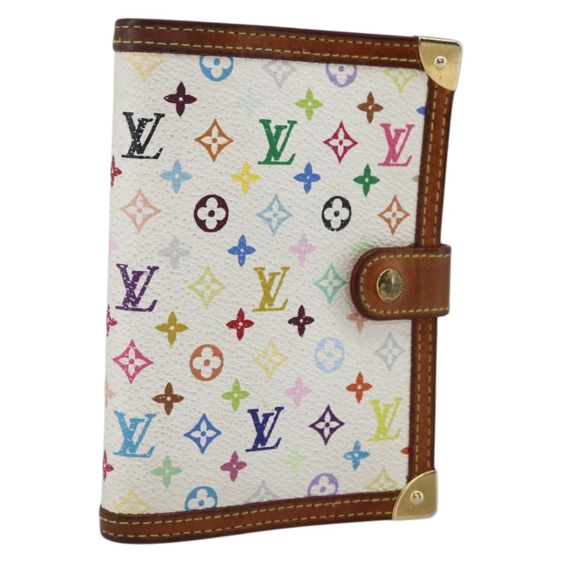 Louis Vuitton Multicolor White Monogram Canvas Agenda PM Planner Cover R21074: Louis Vuitton Multicolor White Monogram Canvas Agenda PM Planner Cover R21074 This is a Louis Vuitton Multicolor Agenda PM day planner cover in white monogram multicolor canvas. The item shows signifi