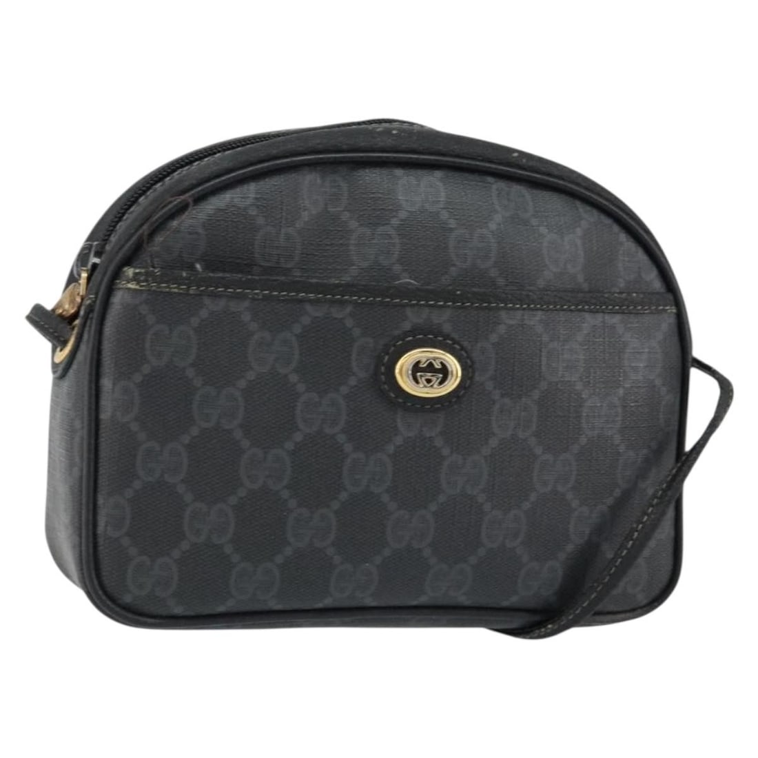 GUCCI GG Supreme Black Gold PVC Shoulder Bag 116 02 607 Authentic (1 of 18)