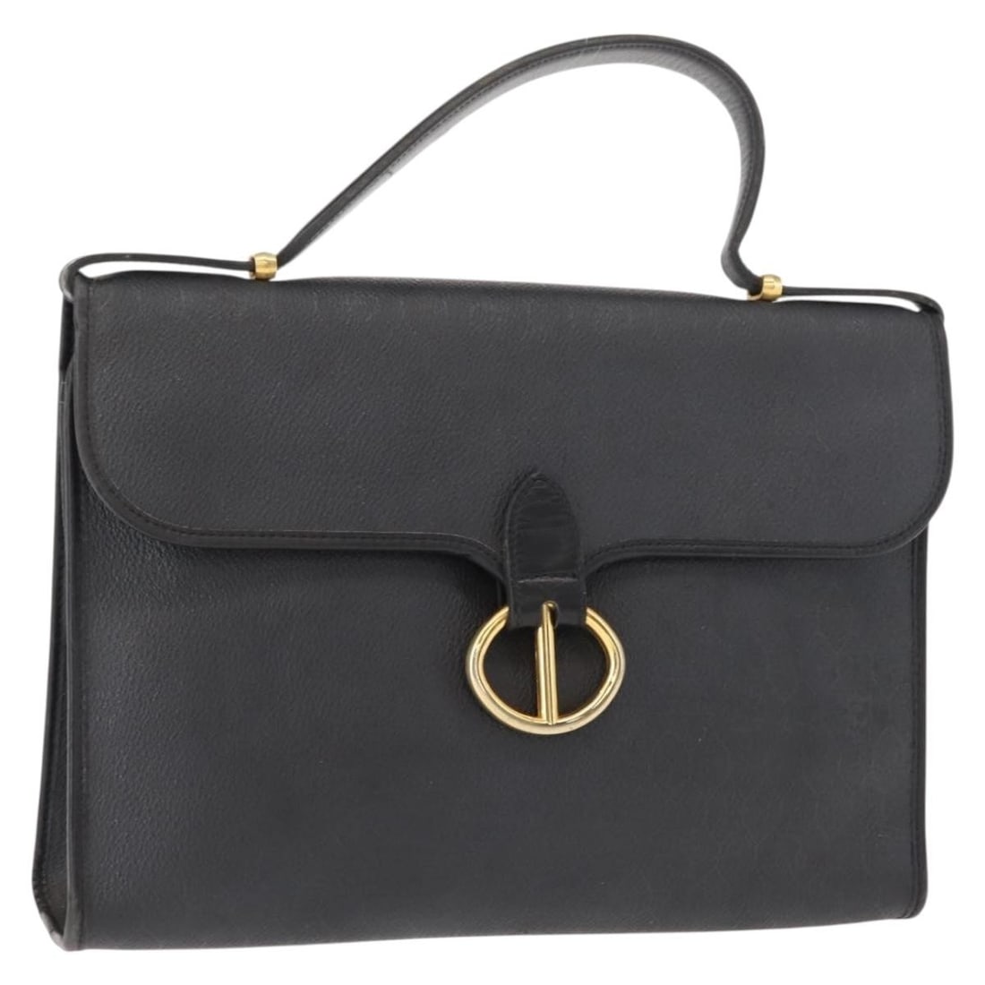 Christian Dior Black Gold Honeycomb Canvas Hand Bag PVC Auth 149368 (1 of 18)