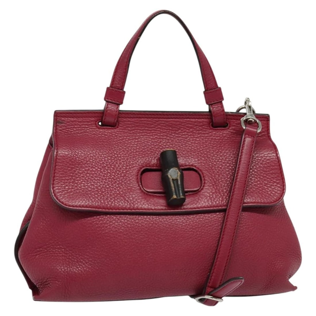 GUCCI Bamboo Daily Hand Bag Leather Pink Silver 370831 2-way Auth (1 of 18)