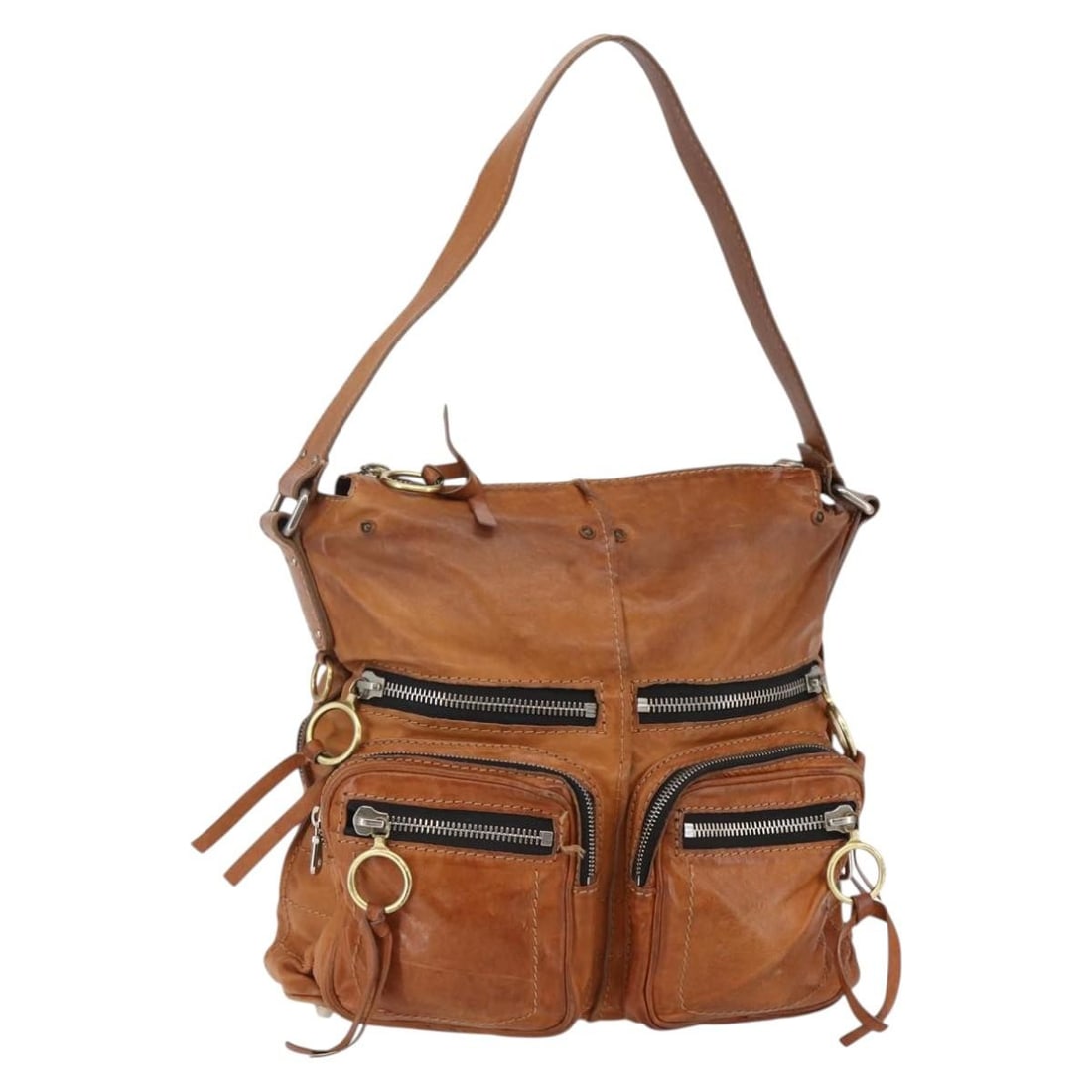 Chloe Betty Brown Leather Shoulder Bag with Silver Gold Accents Auth 144492 (1 of 18)