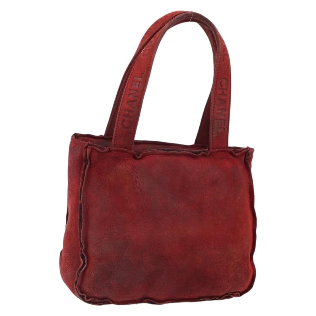Red Suede CHANEL Handbag with Guarantee Card France: Red Suede CHANEL Handbag with Guarantee Card France This CHANEL handbag features a red suede exterior and is crafted in France. The bag includes a handle with a 5.9-inch (15 cm) drop and comes with a