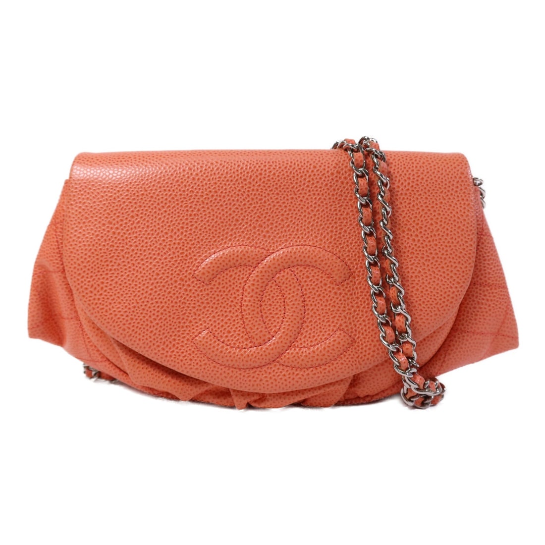 Chanel Half Moon Red Calfskin Wallet On Chain Shoulder Bag: Chanel Half Moon Red Calfskin Wallet On Chain Shoulder Bag This CHANEL Half Moon Wallet On Chain is crafted from red calfskin leather and features silver-tone CC hardware. Designed as a women's should