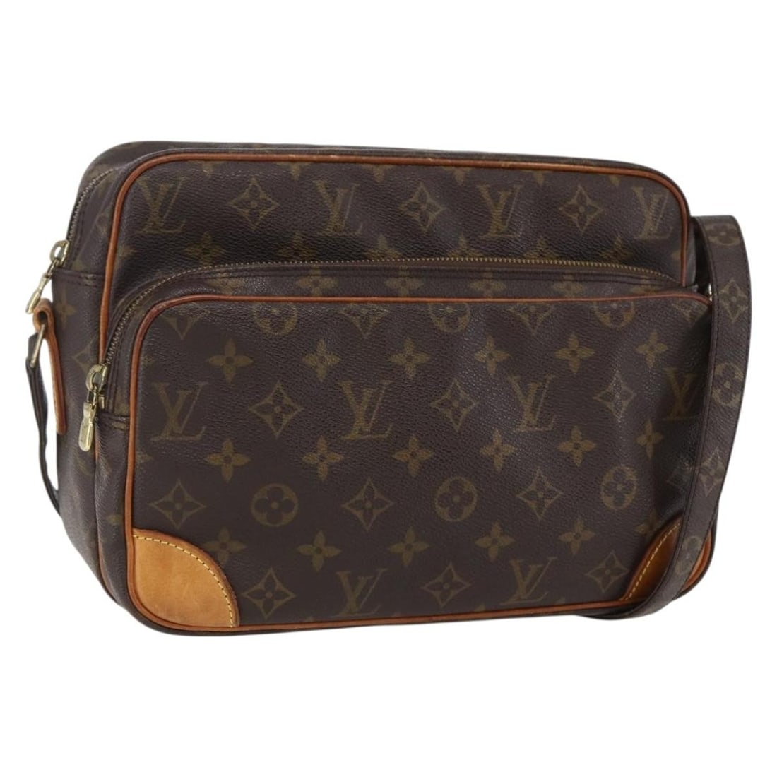 Louis Vuitton Nile Shoulder Bag Monogram Canvas M45244 France: Louis Vuitton Nile Shoulder Bag Monogram Canvas M45244 France This is a Louis Vuitton Monogram Nile Shoulder Bag, model M45244, designed for women. Crafted from signature monogram canvas, the bag feat