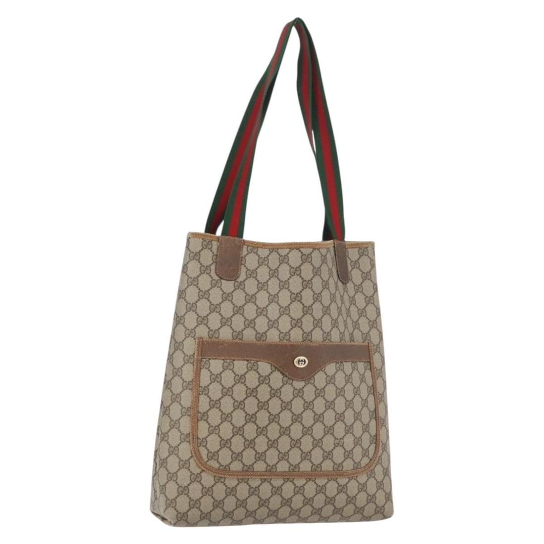 Beige GG Supreme Web Sherry Line Tote by Gucci PVC 89 02 003: Beige GG Supreme Web Sherry Line Tote by Gucci PVC 89 02 003 This is a Gucci GG Supreme Web Sherry Line tote bag crafted from beige PVC leather and GG canvas. The bag features dual handles and a spaci