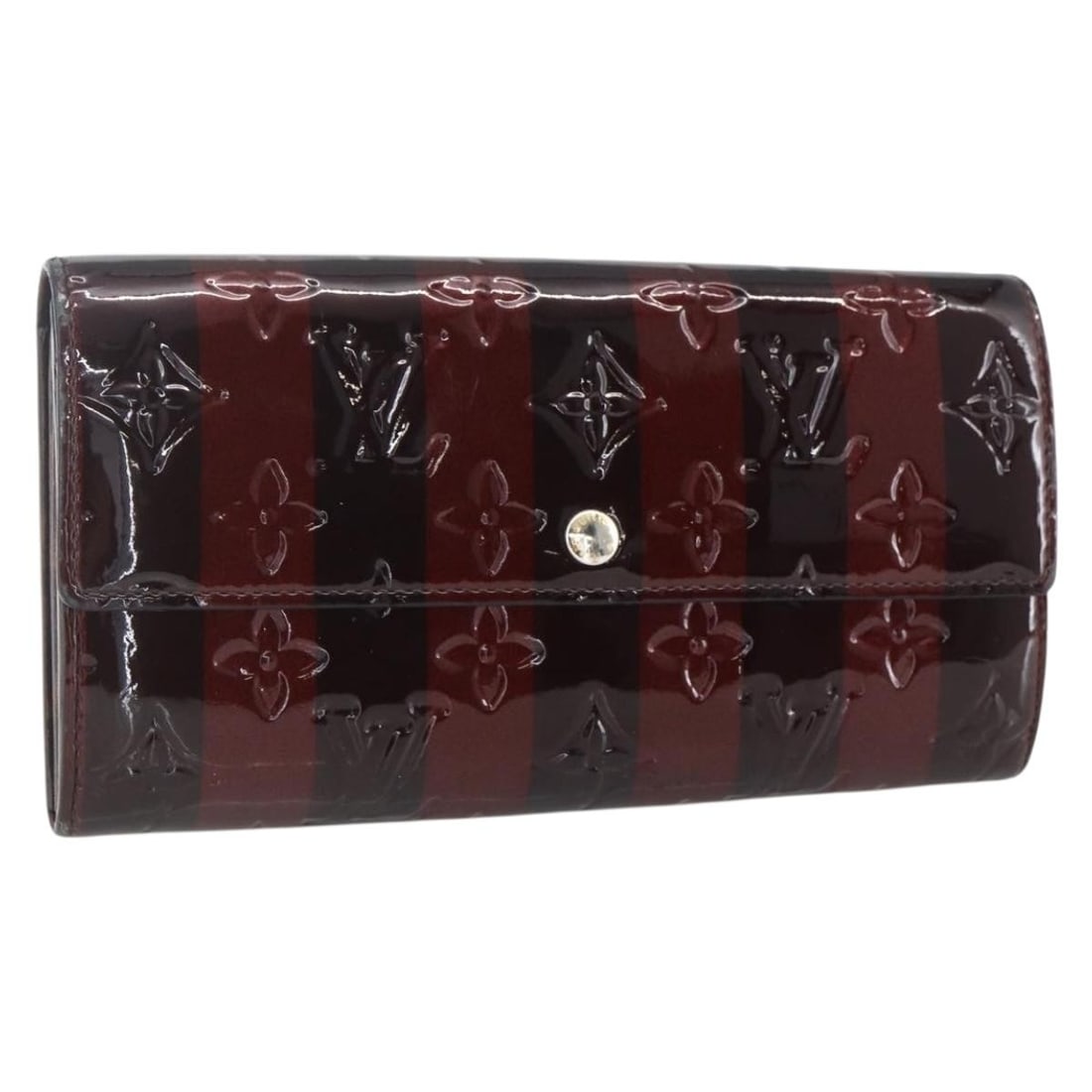 Louis Vuitton Vernis Rayure Zippy Long Wallet Patent Amarante M91717 France (1 of 18)