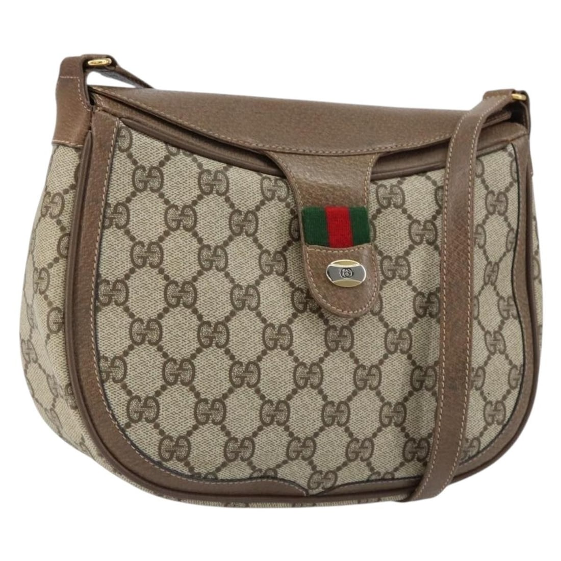 GUCCI GG Supreme Sherry Line Beige Gold PVC Shoulder Bag 10 02 056 Auth: GUCCI GG Supreme Sherry Line Beige Gold PVC Shoulder Bag 10 02 056 Auth Elevate your style with this authentic GUCCI GG Supreme Web Sherry Line Shoulder Bag, crafted in Italy. This chic bag features a