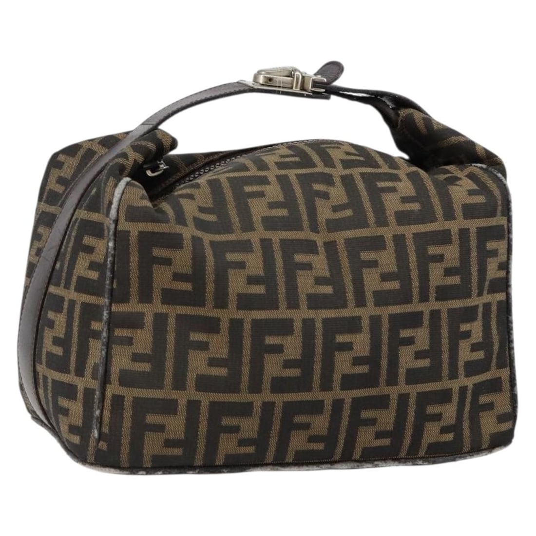FENDI Zucca Canvas Hand Bag Black Brown Italy Authentic (1 of 18)