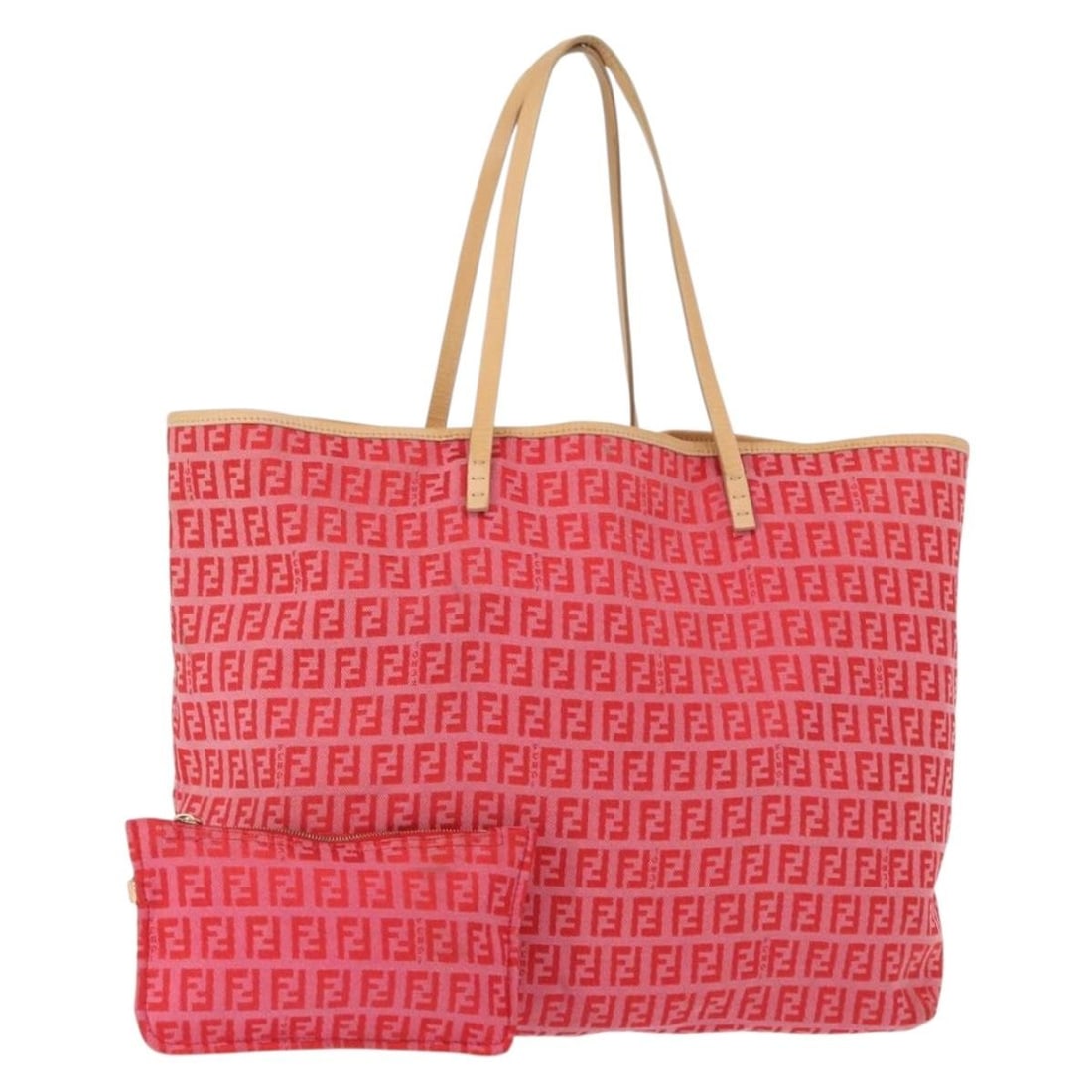 FENDI Red Zucchino Canvas Tote Bag with Pouch Auth 151348 (1 of 18)
