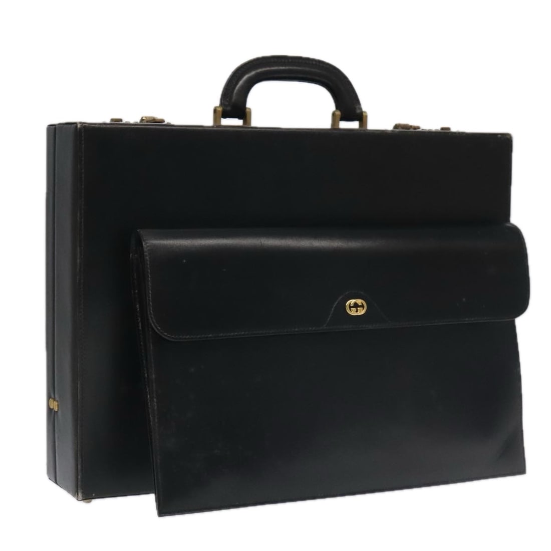Gucci Black Leather Women's Business Bag Made in Italy: Gucci Black Leather Women's Business Bag Made in Italy This GUCCI business bag is crafted from black leather and designed for women. Made in Italy, it features a classic business bag style with a spac