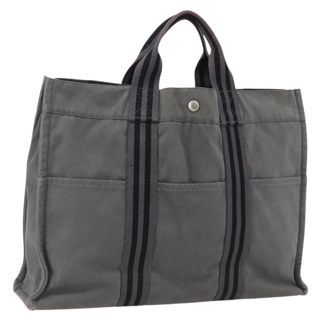 Hermes Fourre Tout MM Gray Silver Canvas Tote Bag for Women (1 of 18)