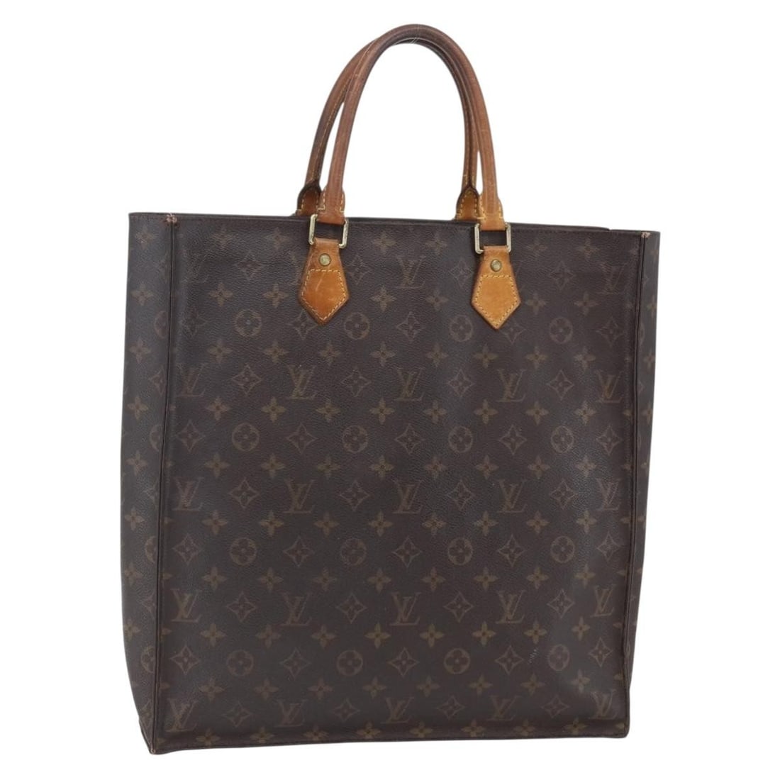 LOUIS VUITTON Monogram Sac Plat Hand Bag M51140 Auth France: LOUIS VUITTON Monogram Sac Plat Hand Bag M51140 Auth France Introducing the LOUIS VUITTON Monogram Sac Plat Hand Bag, a timeless piece crafted in France. This iconic handbag features the classic Monog