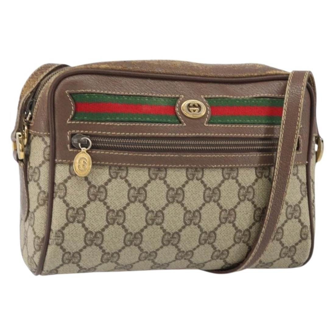 Gucci Sherry Line GG Supreme Shoulder Bag Beige Gold PVC Canvas 001 44 6655: Gucci Sherry Line GG Supreme Shoulder Bag Beige Gold PVC Canvas 001 44 6655 This is a GUCCI GG Supreme Web Sherry Line shoulder bag crafted from beige and gold PVC leather with GG canvas detailing. Th