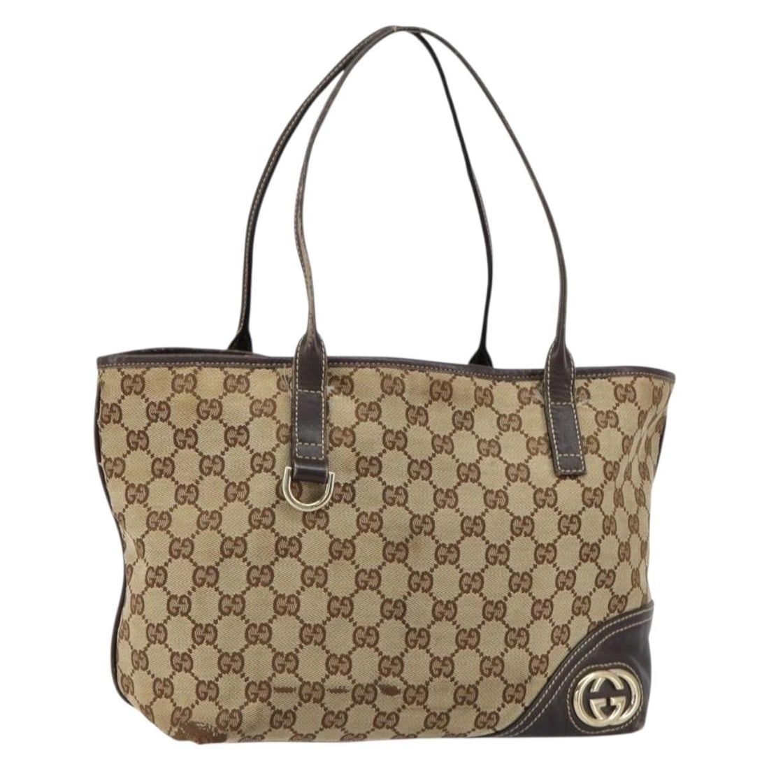 GUCCI GG Canvas Tote Bag Beige Gold 169946 Authentic Italy (1 of 18)