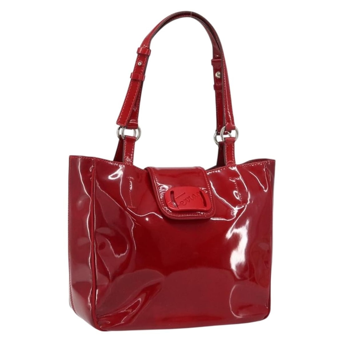 Salvatore Ferragamo Red Enamel Tote Bag Authentic BA8971: Salvatore Ferragamo Red Enamel Tote Bag Authentic BA8971 This Salvatore Ferragamo Tote Bag showcases a striking enamel finish in a vibrant red and silver color combination. Crafted in Italy, this styl