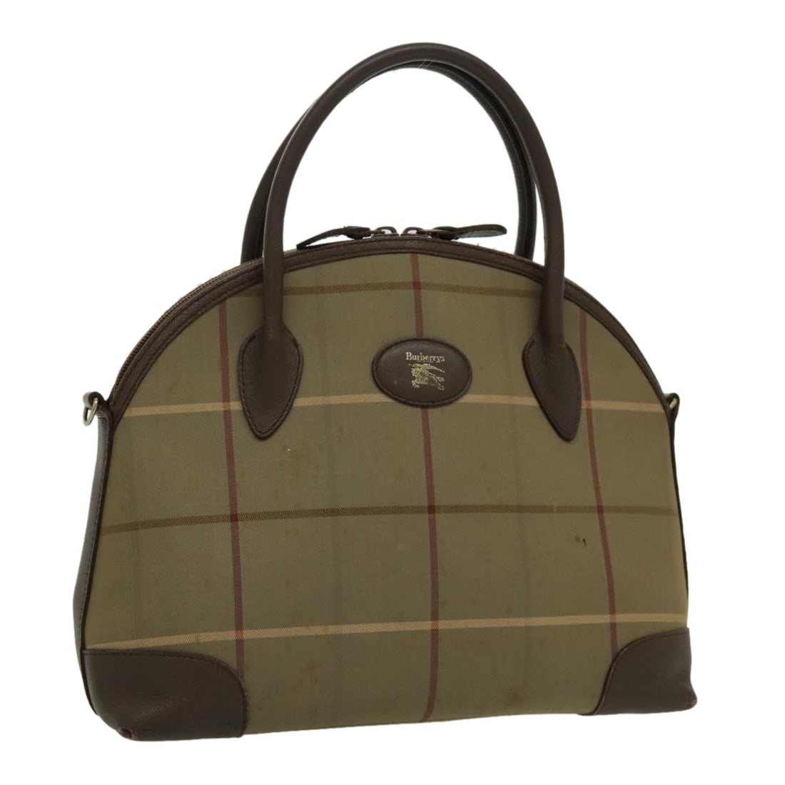 Burberrys Nova Check Brown Canvas Leather Women's Handbag Gold Accent (1 of 18)